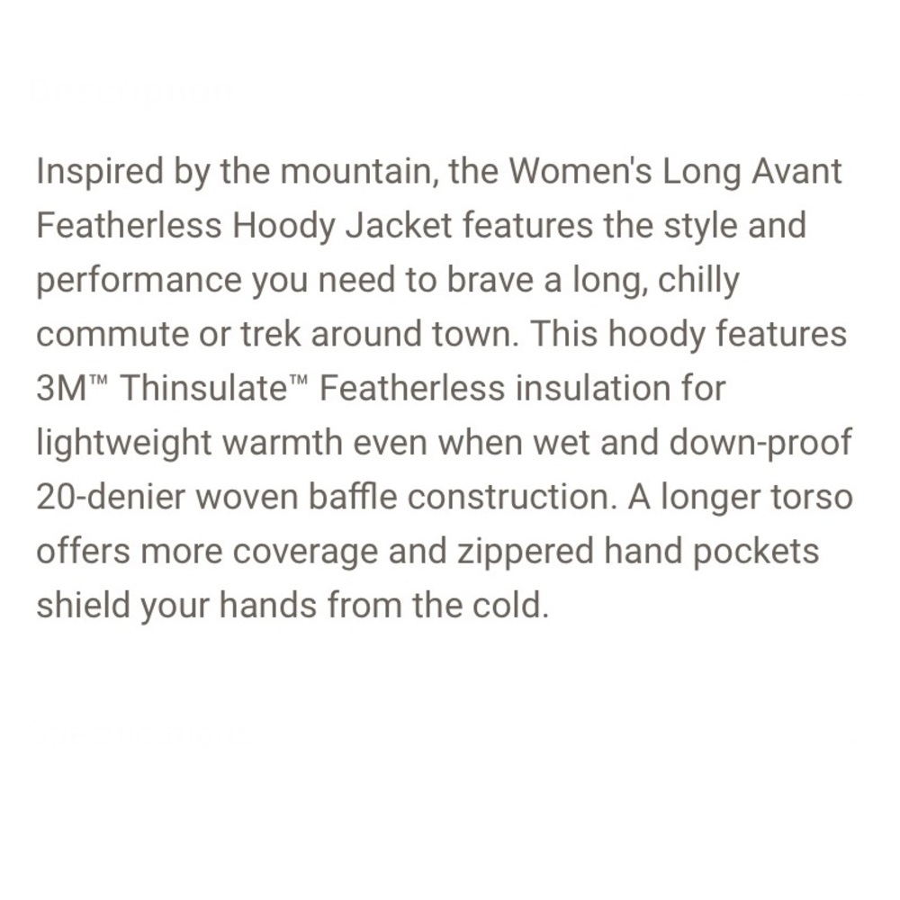 SOLD Marmot Long Avant Featherless Hoody - Picture 15 of 16